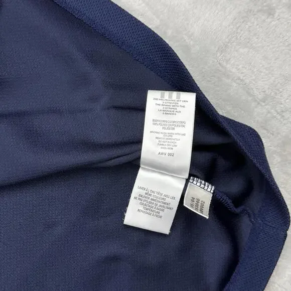 Y2K Adidas Long Sleeve Athletic Shirt White Navy Men's Large Relaxed 3-Stripes - Picture 5 of 9